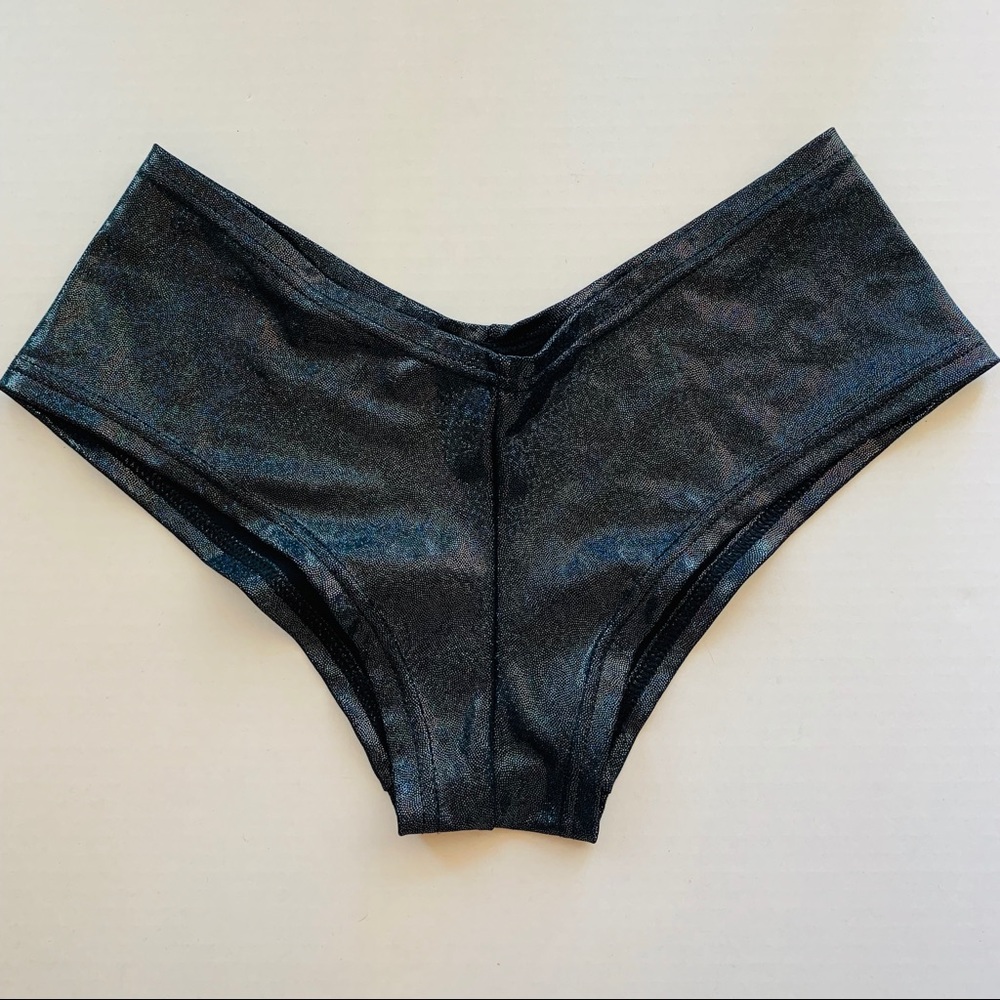 Coquetry Clothing Black Holographic Booty Shorts